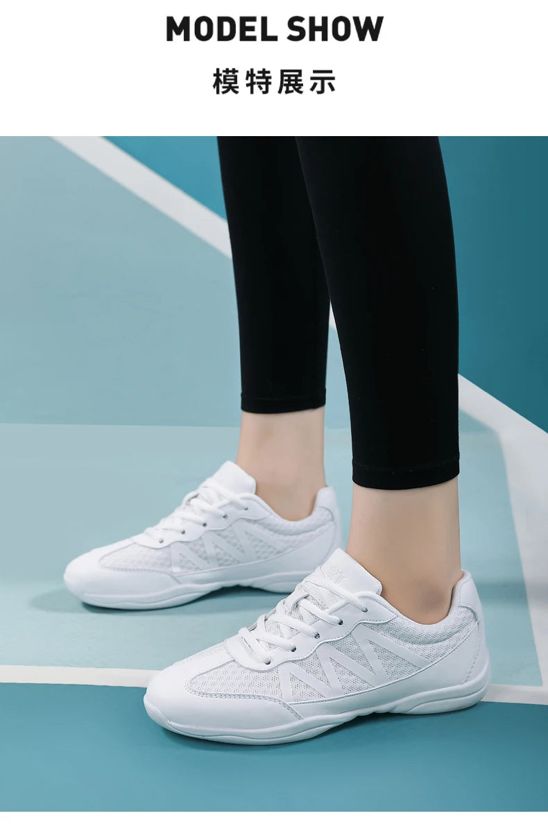 New Cheerleading & Dance Shoes – Kids & Women’s Competitive Aerobics White Jazz Sneakers