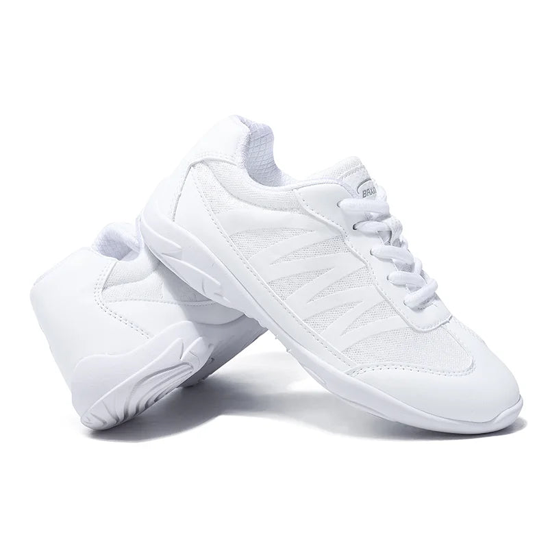 BAXINIER Girls White Cheer Shoes Trainers  Breathable Training Dance Tennis Shoes Lightweight Youth Cheer Competition Sneakers