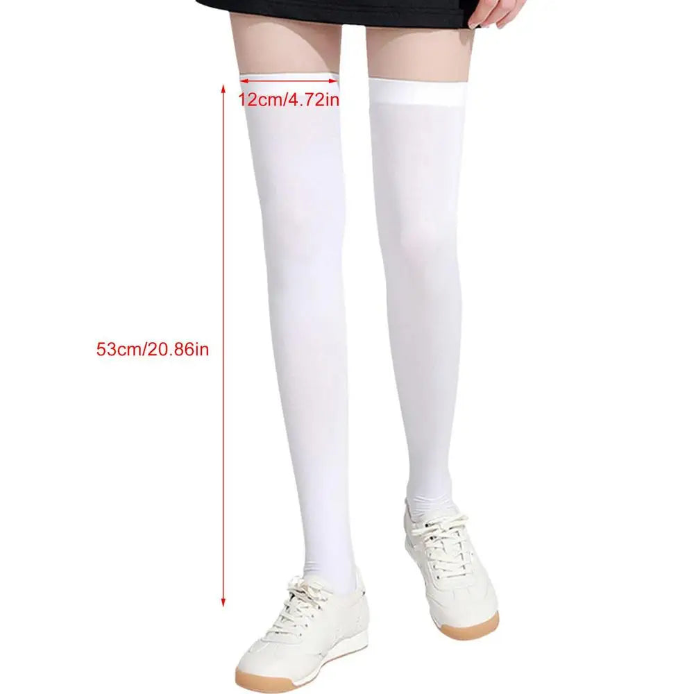Women’s Golf Socks – Ice Silk UPF50 UV Protection, High Elastic Over-Knee Stockings