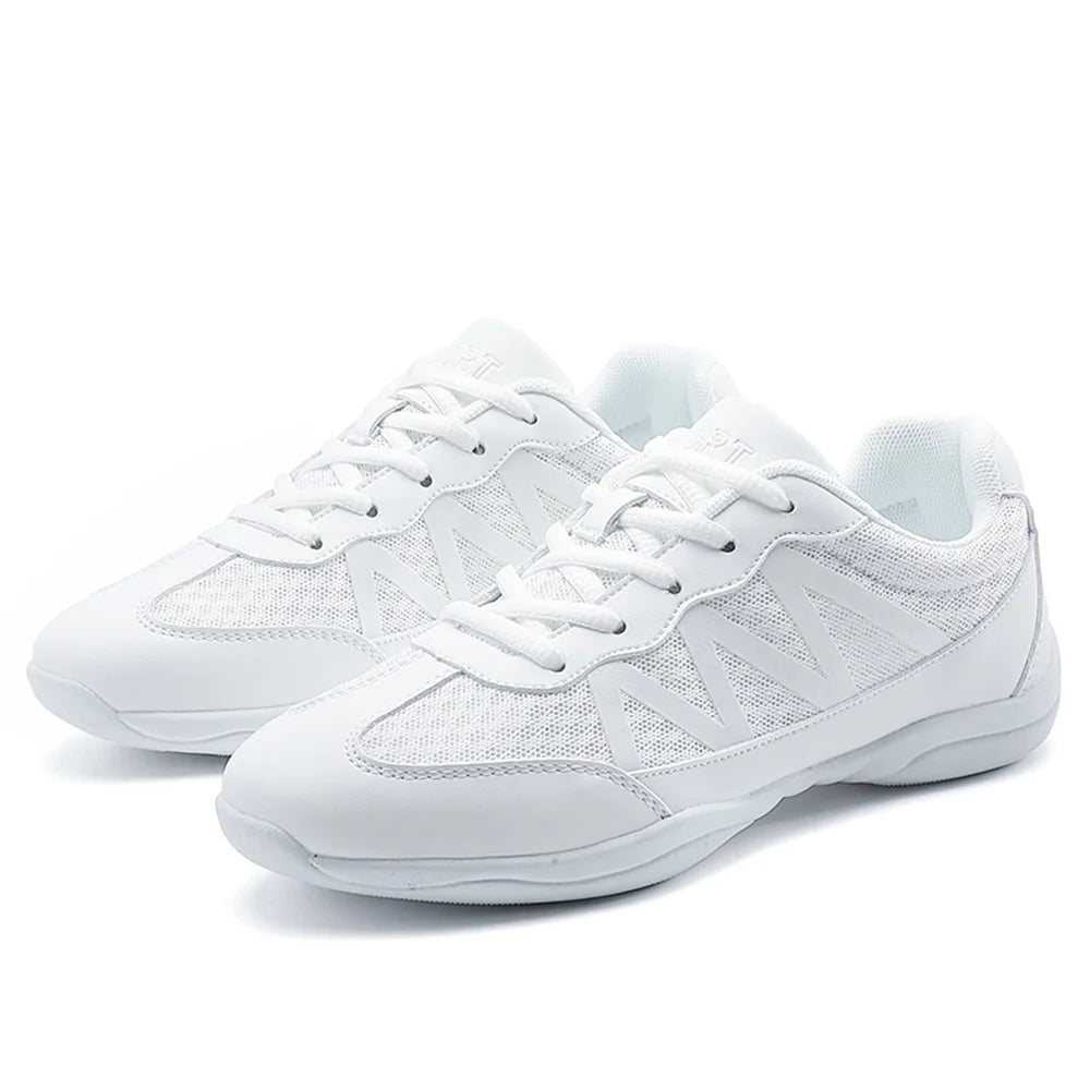 BAXINIER Girls White Cheer Shoes Trainers  Breathable Training Dance Tennis Shoes Lightweight Youth Cheer Competition Sneakers