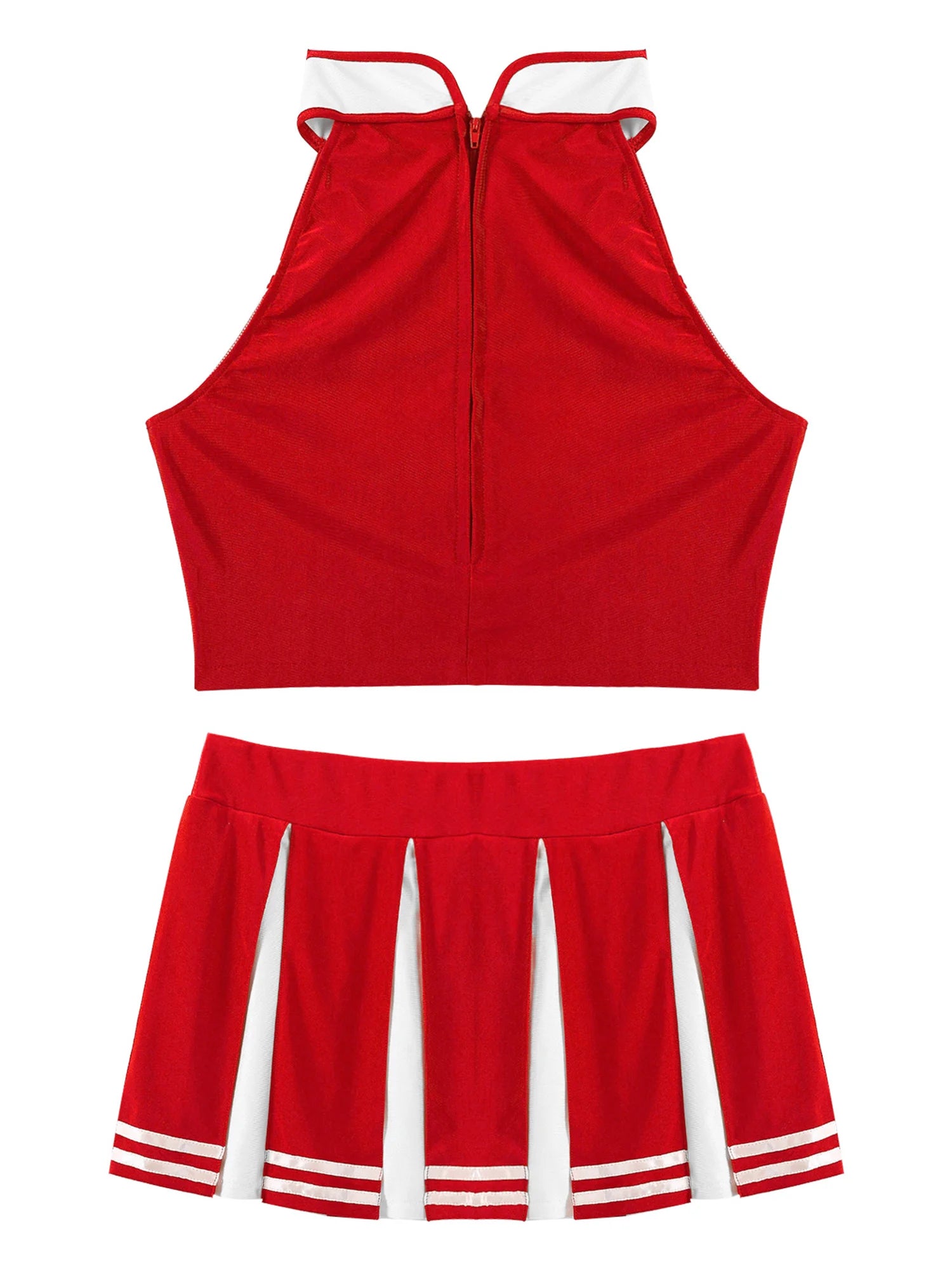 Women’s Adult Cheerleader Costume – Athletic Crop Top & Mini Pleated Skirt Set