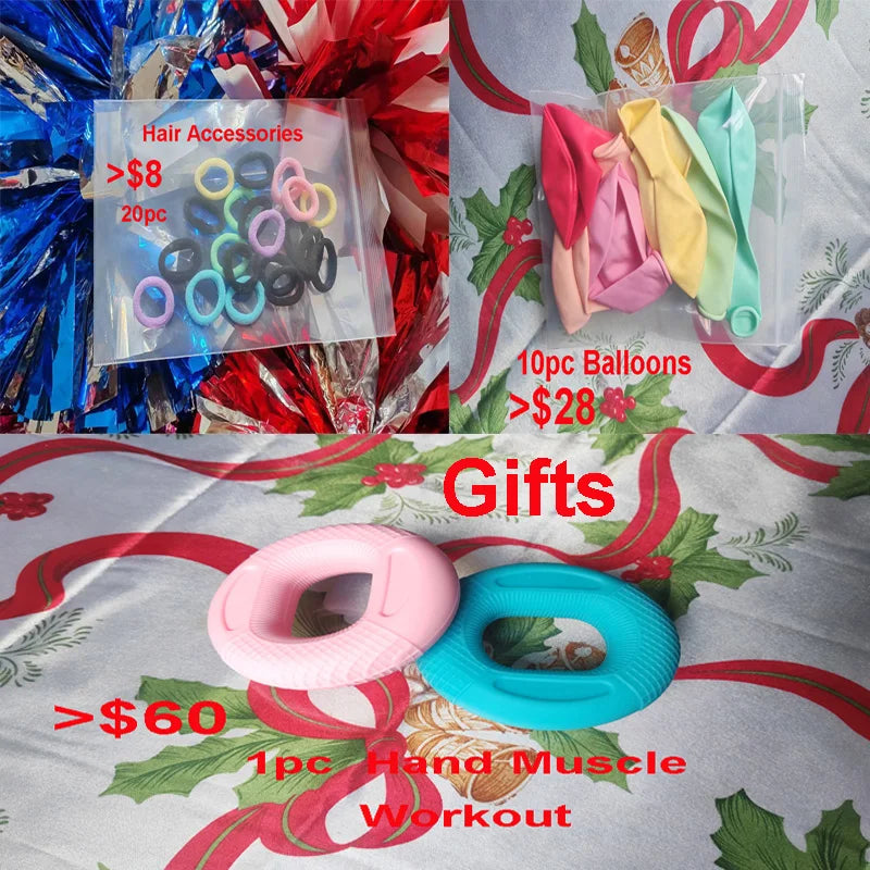 2Pcs Cheerleader Pom Poms with Ring Handle – Red & White, 32cm