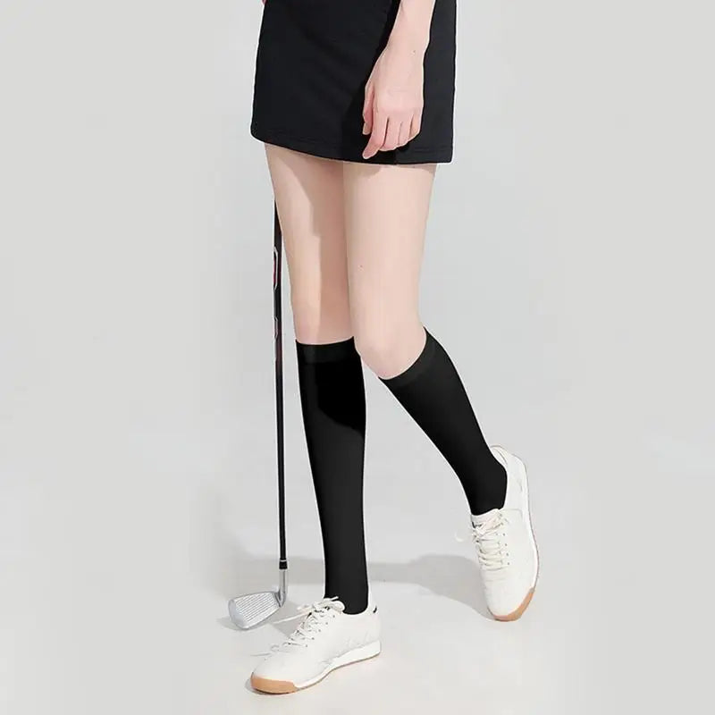 Women’s Golf Socks – Ice Silk UPF50 UV Protection, High Elastic Over-Knee Stockings