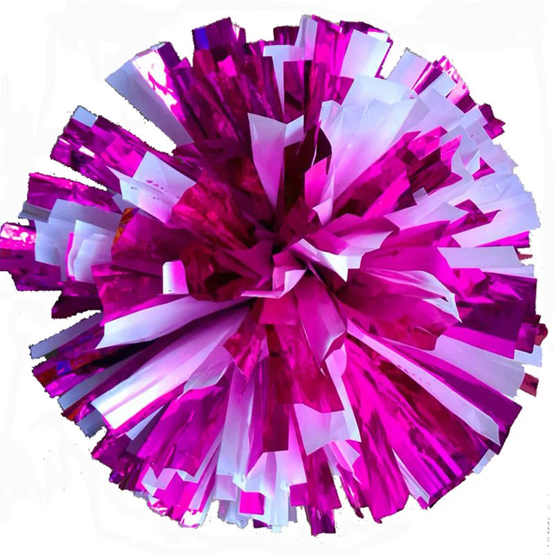 2Pcs Cheerleader Pom Poms with Ring Handle – Red & White, 32cm