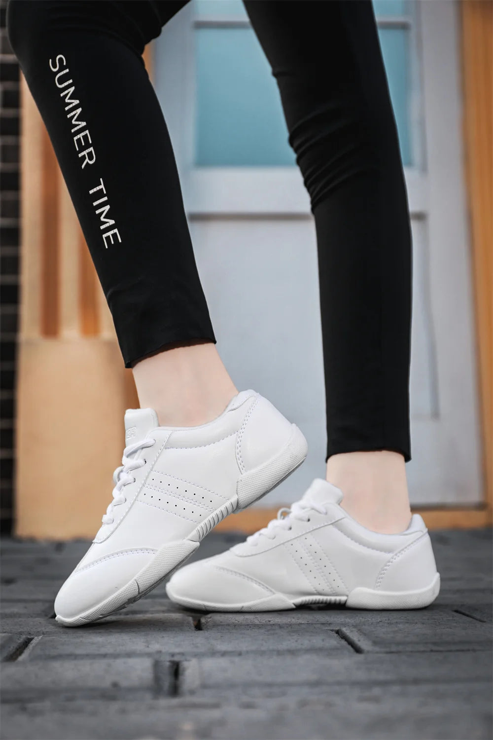 BAXINIER Youth Girls White Cheerleading Athletic Training Sneakers – Lightweight & Competition Ready