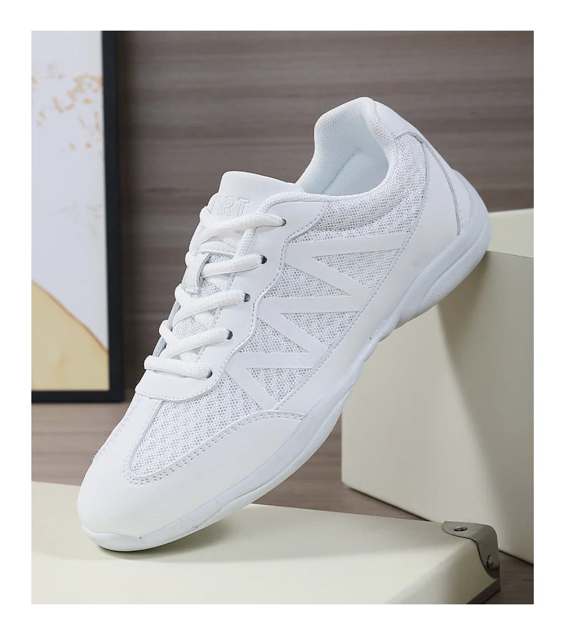 New Cheerleading & Dance Shoes – Kids & Women’s Competitive Aerobics White Jazz Sneakers