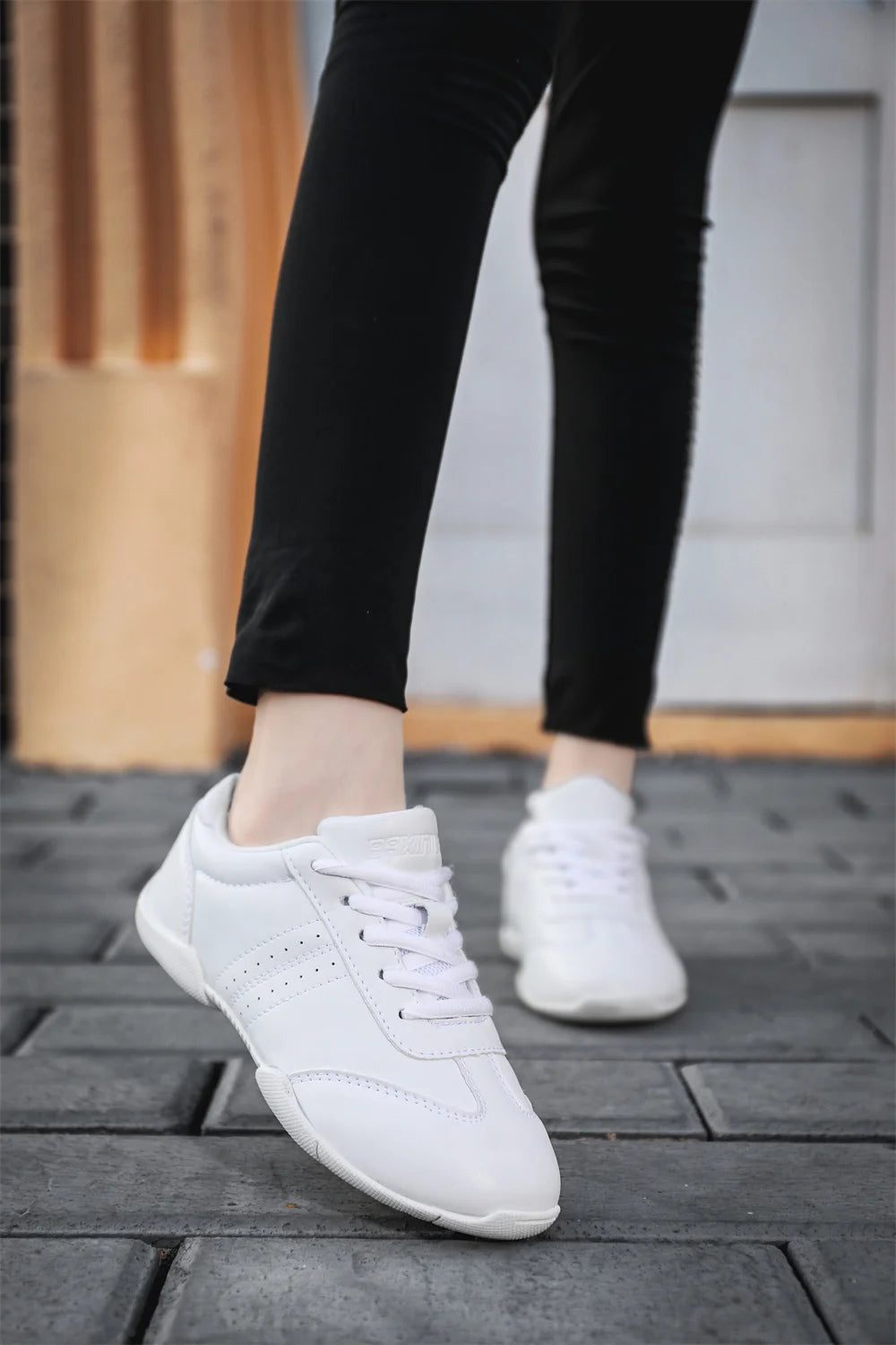 BAXINIER Youth Girls White Cheerleading Athletic Training Sneakers – Lightweight & Competition Ready