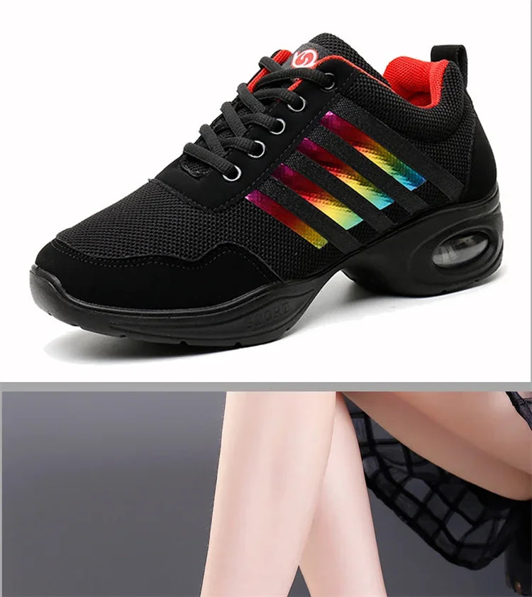 Summer Mesh Dance Shoes – Women’s Square Fitness & Running Sneakers