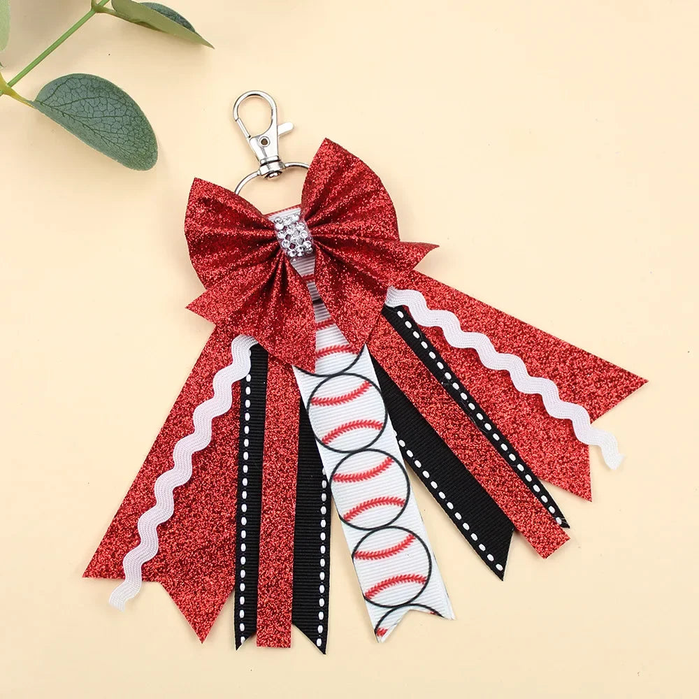 Glitter Cheer Bow Keychain – Cute Ribbon Pendant for Girls & Teens