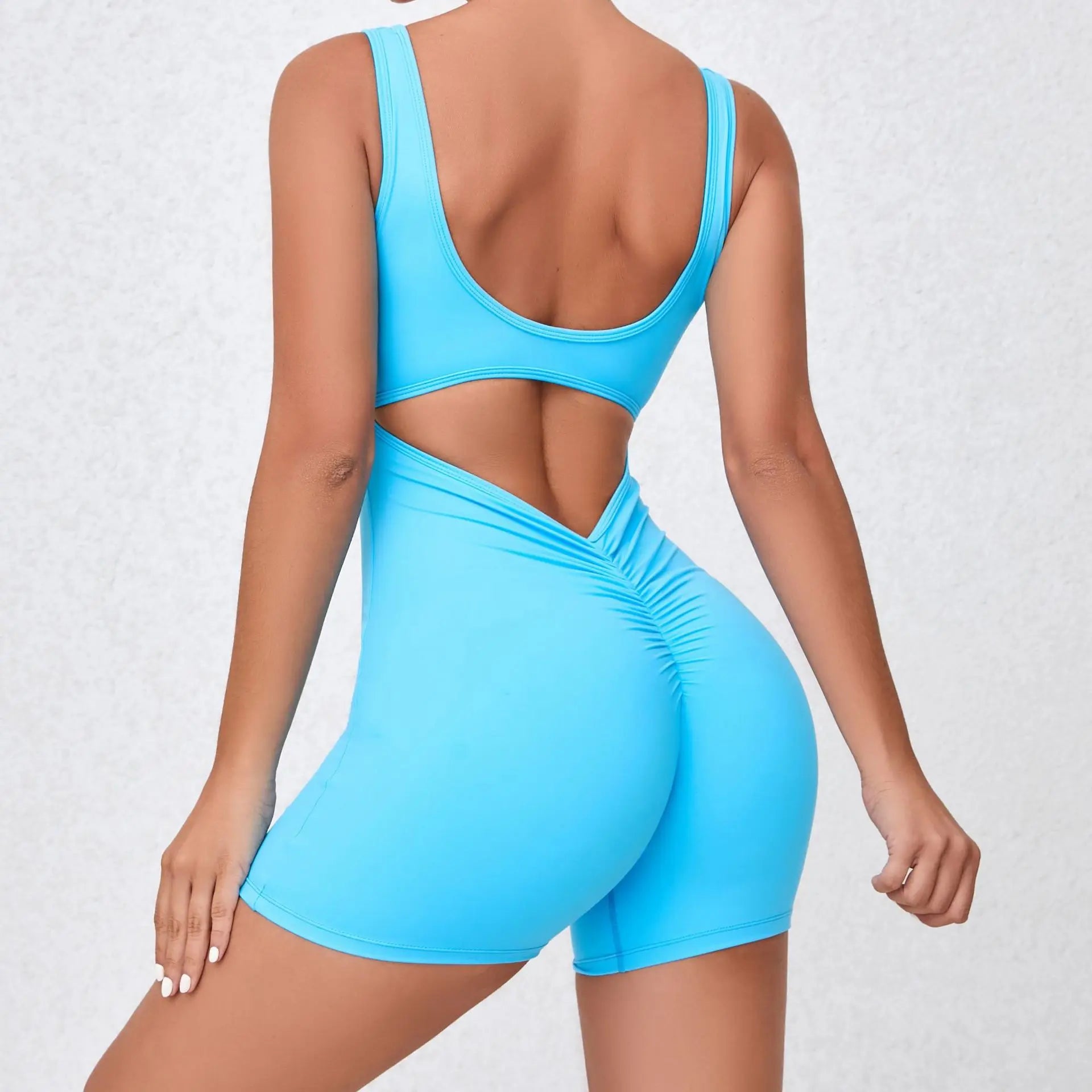 Women’s Backless Yoga Jumpsuit – One-Piece Bodycon Workout Romper