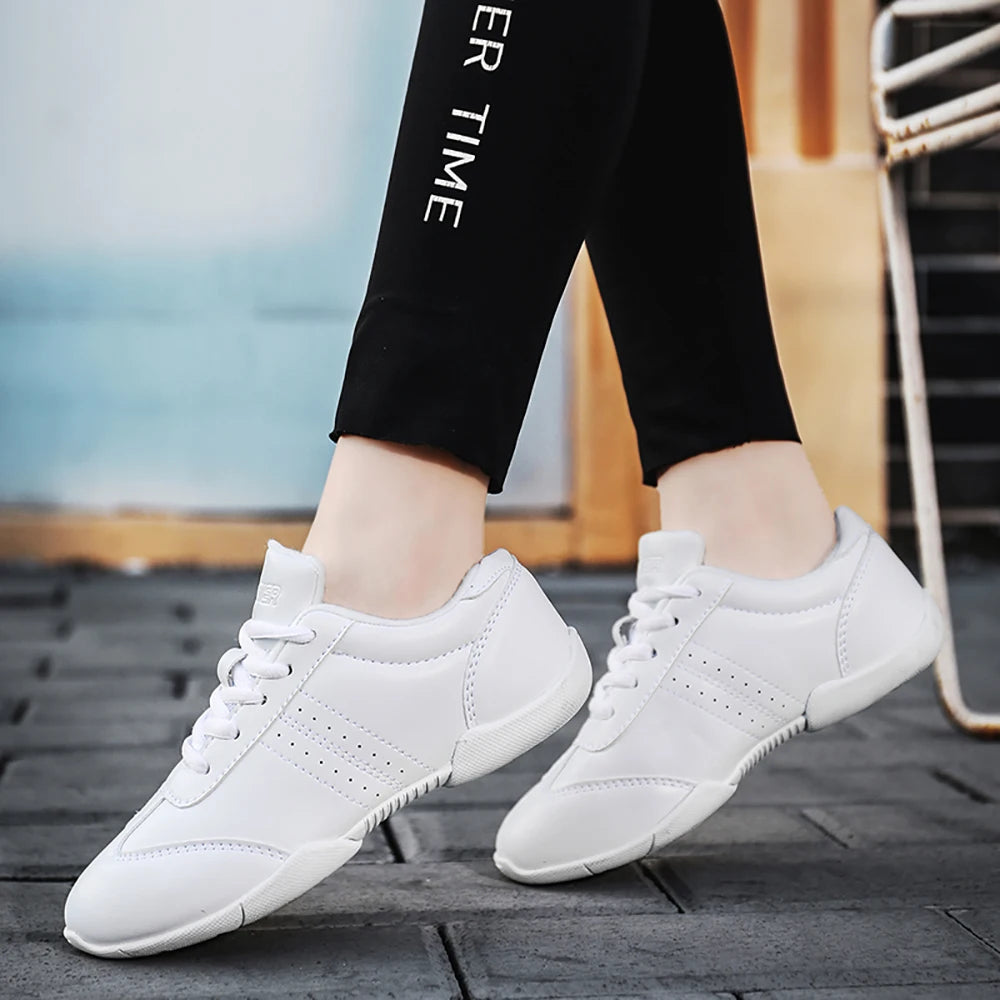 BAXINIER Youth Girls White Cheerleading Athletic Training Sneakers – Lightweight & Competition Ready