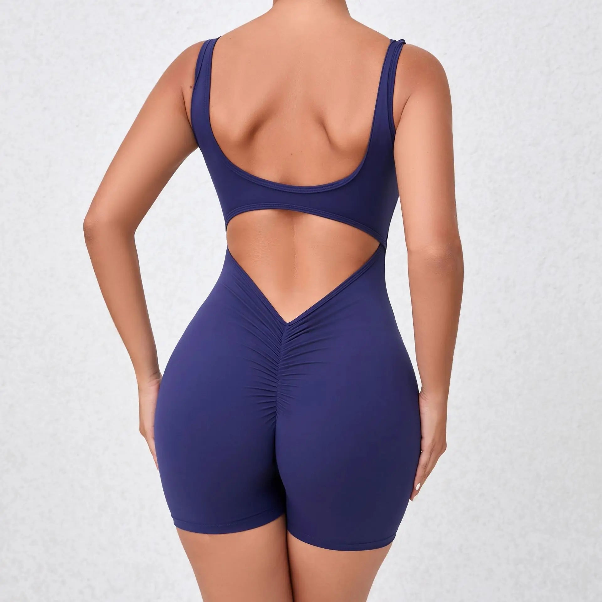 Women’s Backless Yoga Jumpsuit – One-Piece Bodycon Workout Romper