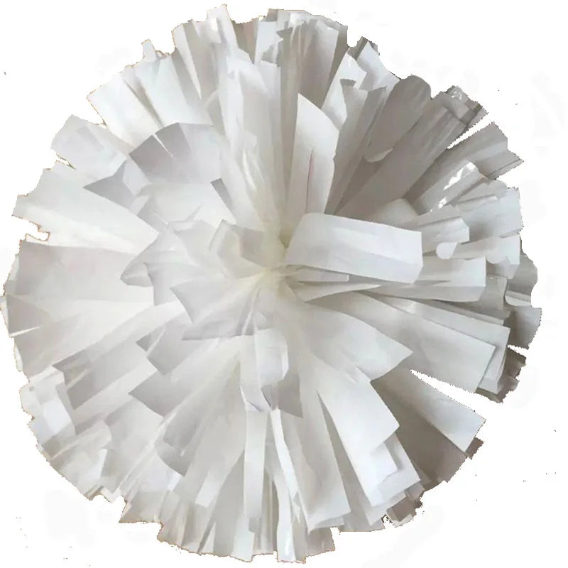 2Pcs Cheerleader Pom Poms with Ring Handle – Red & White, 32cm
