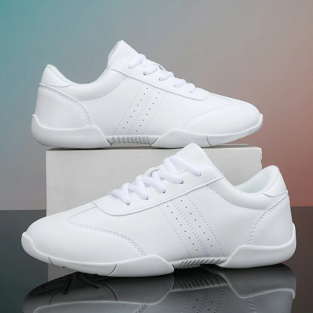BAXINIER Youth Girls White Cheerleading Athletic Training Sneakers – Lightweight & Competition Ready