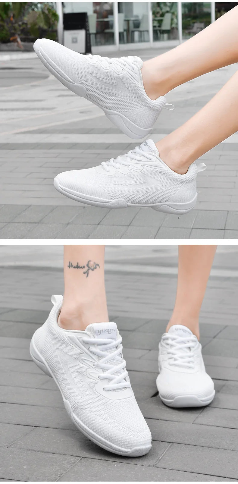 White Aerobic Shoes – Kids & Adults Fitness, Jazz Dance & Cheerleading (Size 45)