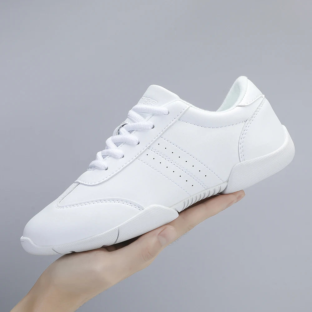 BAXINIER Youth Girls White Cheerleading Athletic Training Sneakers – Lightweight & Competition Ready