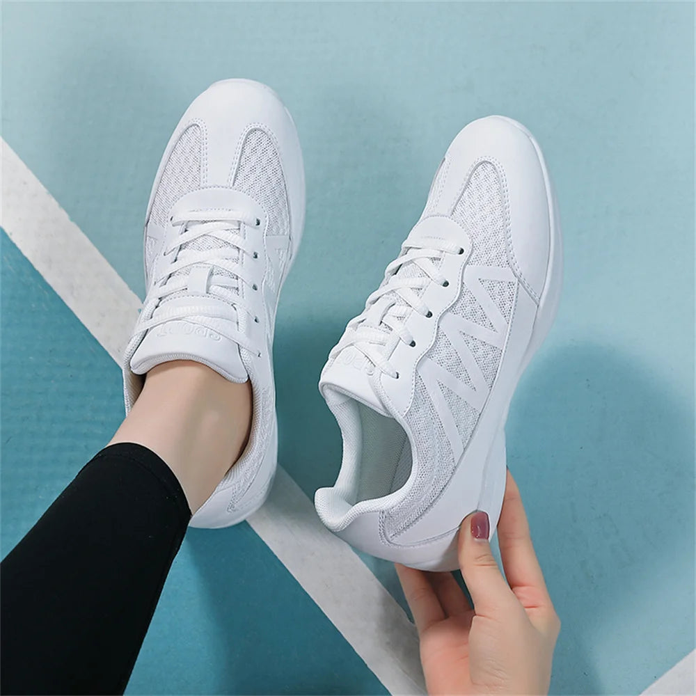 BAXINIER Girls White Cheer Shoes Trainers  Breathable Training Dance Tennis Shoes Lightweight Youth Cheer Competition Sneakers
