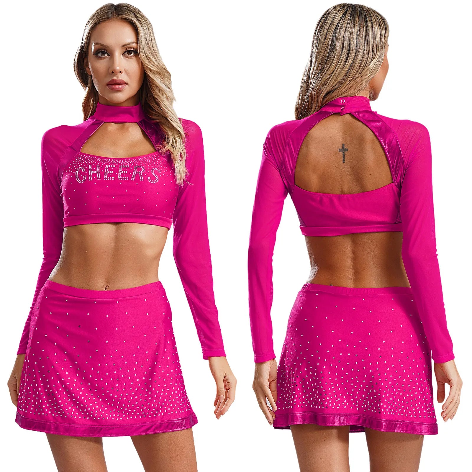 Women’s Sexy Cheerleading Costume – High School Crop Top & Mini Skirt for Halloween