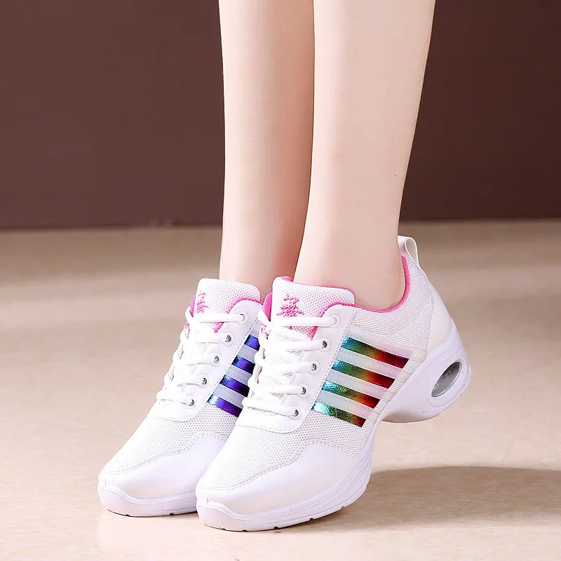 Summer Mesh Dance Shoes – Women’s Square Fitness & Running Sneakers