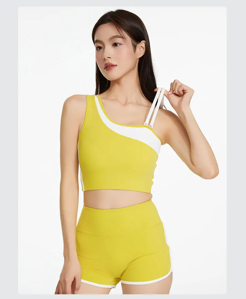 VigoBreviya 2025 Women's One-Shoulder Yoga Set – 2-Piece Quick-Dry Fitness Outfit