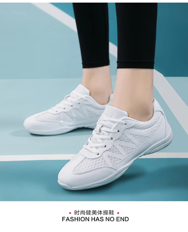 New Cheerleading & Dance Shoes – Kids & Women’s Competitive Aerobics White Jazz Sneakers
