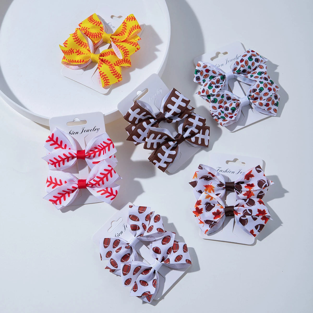 2Pcs Cheer Hair Bow Clips – Cute Ribbon Barrettes for Girls & Kids