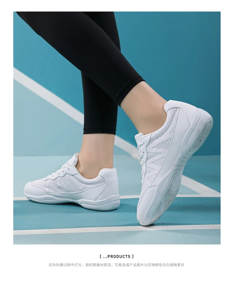 New Cheerleading & Dance Shoes – Kids & Women’s Competitive Aerobics White Jazz Sneakers