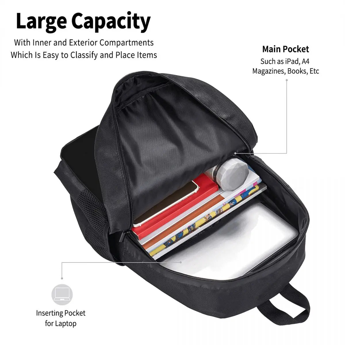 Cheer Mom Backpack – Black & Yellow Foldable Bag with 3D Print, Large Capacity