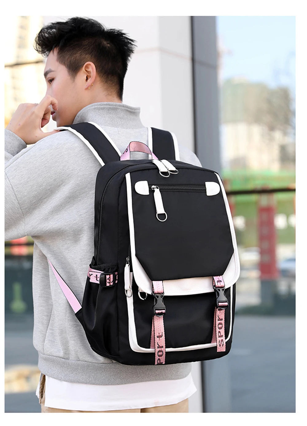 Watercolor Gymnastics School Backpack – Pink Bag for Girls, Teens & Kids