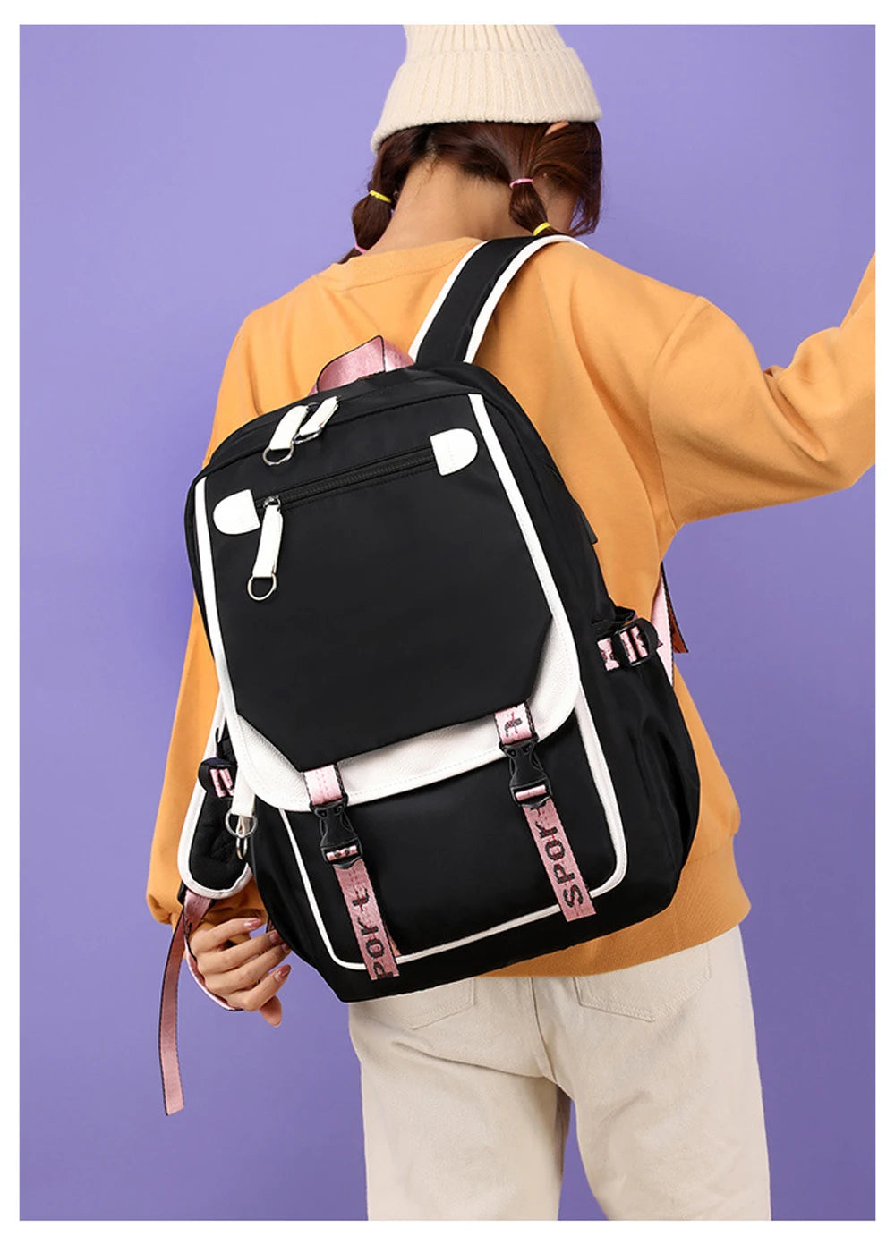 Watercolor Gymnastics School Backpack – Pink Bag for Girls, Teens & Kids