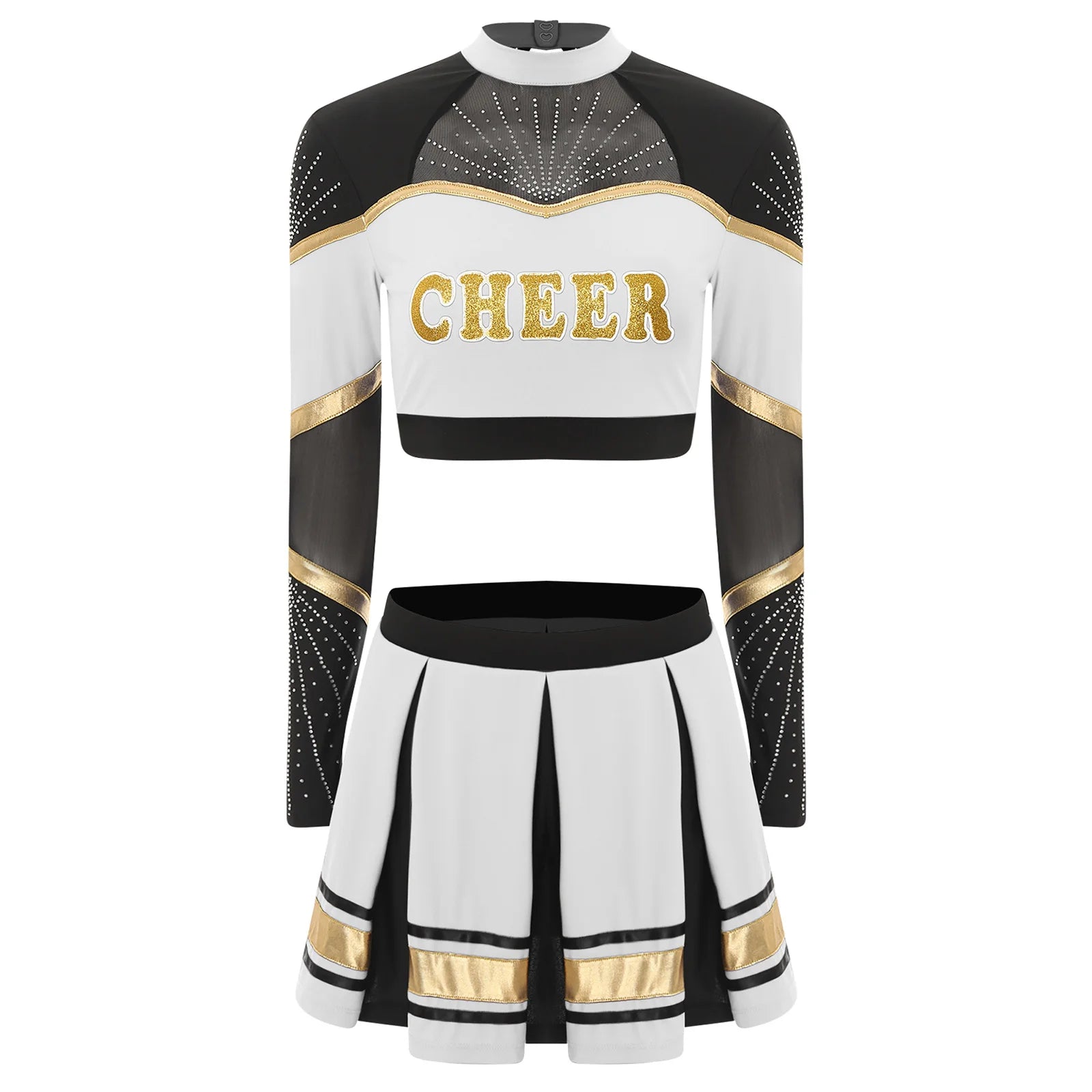 Women’s Sexy Cheerleading Costume – High School Crop Top & Mini Skirt for Halloween