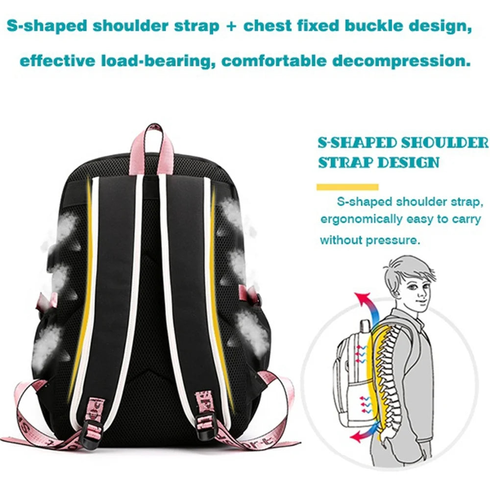 Watercolor Gymnastics School Backpack – Pink Bag for Girls, Teens & Kids
