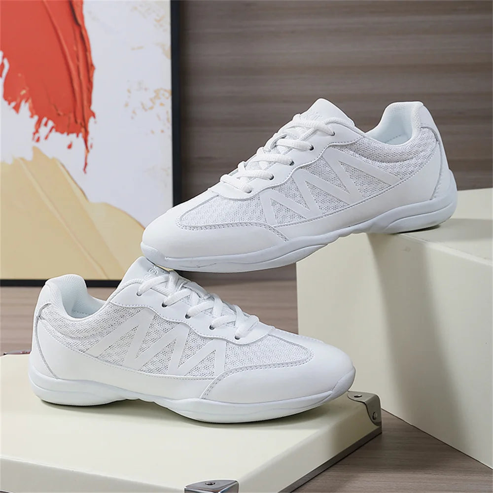 BAXINIER Girls White Cheer Shoes Trainers  Breathable Training Dance Tennis Shoes Lightweight Youth Cheer Competition Sneakers