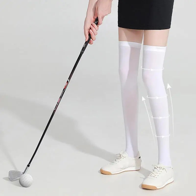 Women’s Golf Socks – Ice Silk UPF50 UV Protection, High Elastic Over-Knee Stockings