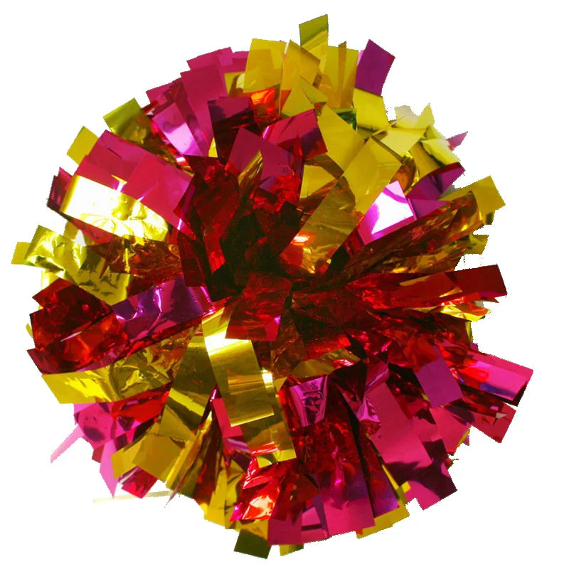 2Pcs Cheerleader Pom Poms with Ring Handle – Red & White, 32cm