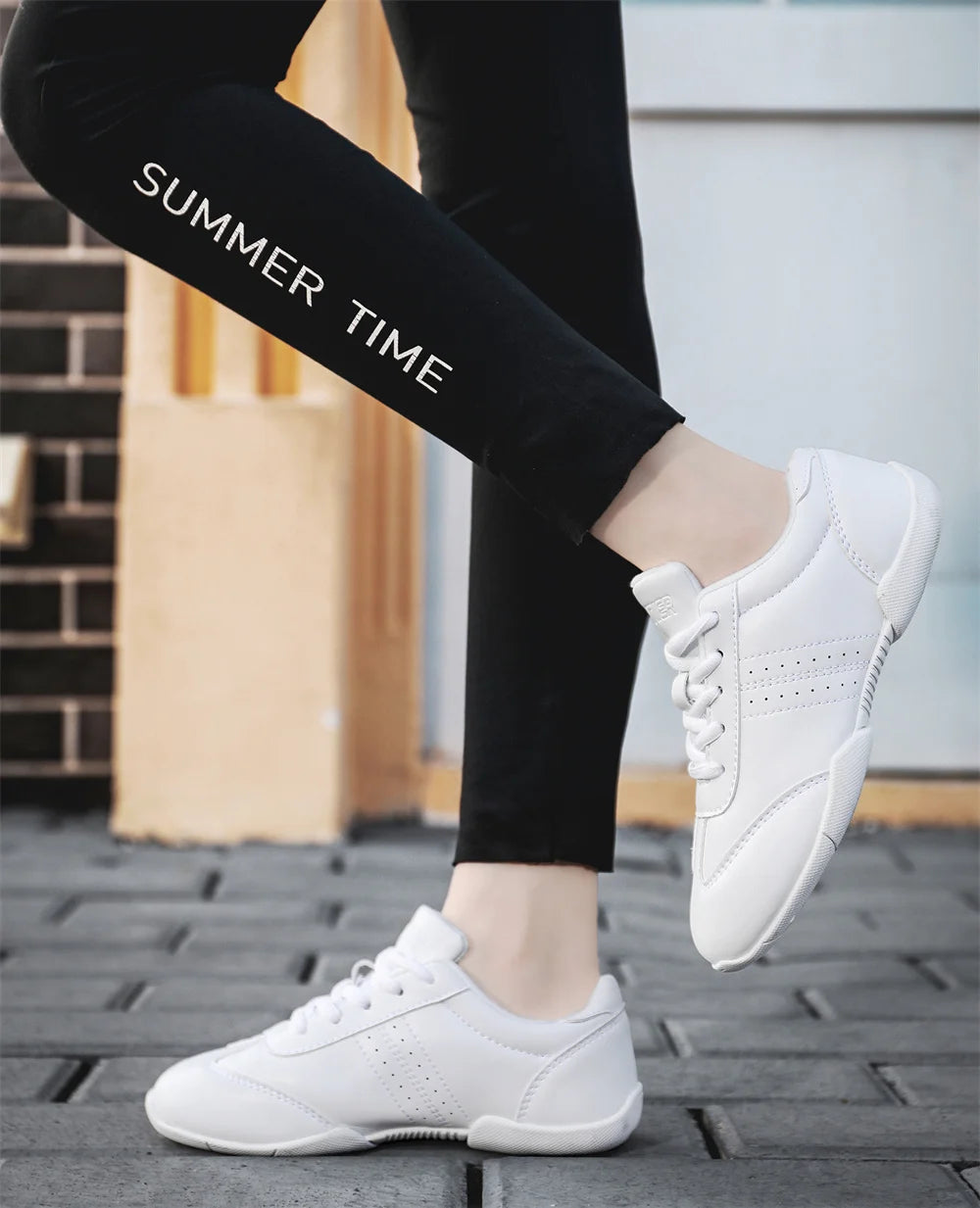 BAXINIER Youth Girls White Cheerleading Athletic Training Sneakers – Lightweight & Competition Ready