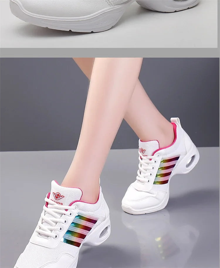 Summer Mesh Dance Shoes – Women’s Square Fitness & Running Sneakers