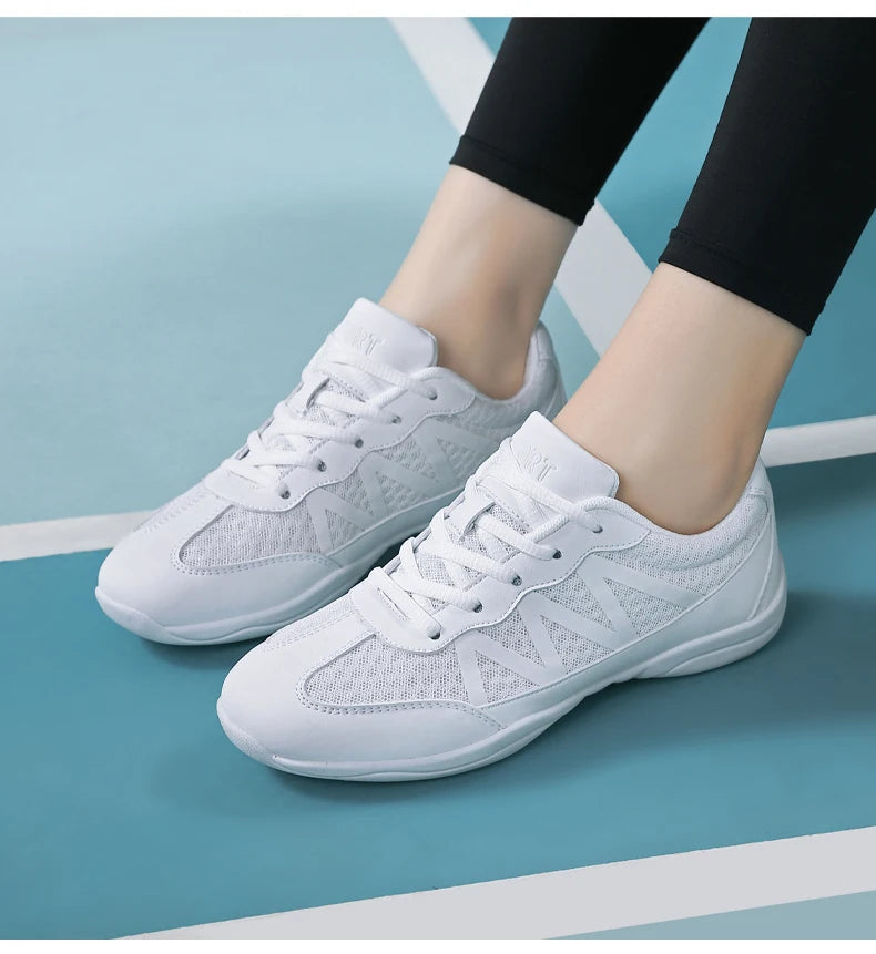 New Cheerleading & Dance Shoes – Kids & Women’s Competitive Aerobics White Jazz Sneakers