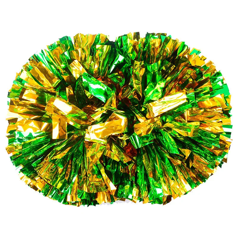 Colorful Handle Cheerleading Pom Poms – Big Silver, Red, Yellow & Blue Dance Balls for Kids & Women