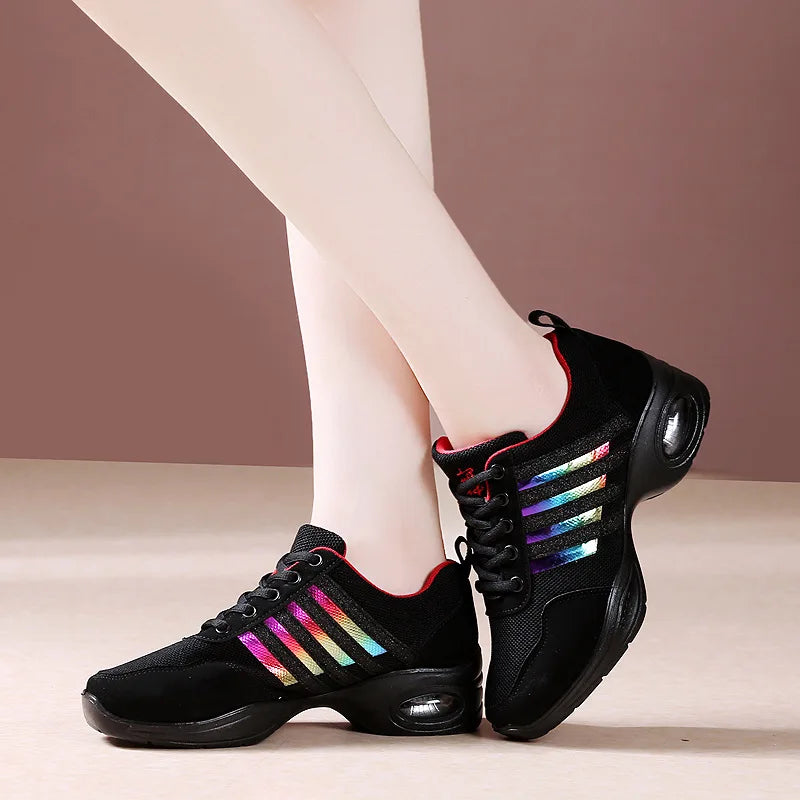 Summer Mesh Dance Shoes – Women’s Square Fitness & Running Sneakers