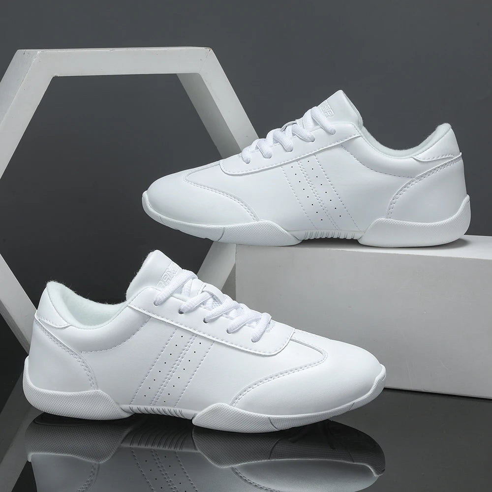 BAXINIER Youth Girls White Cheerleading Athletic Training Sneakers – Lightweight & Competition Ready