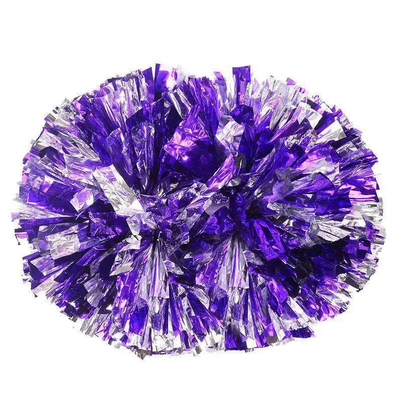 Colorful Handle Cheerleading Pom Poms – Big Silver, Red, Yellow & Blue Dance Balls for Kids & Women