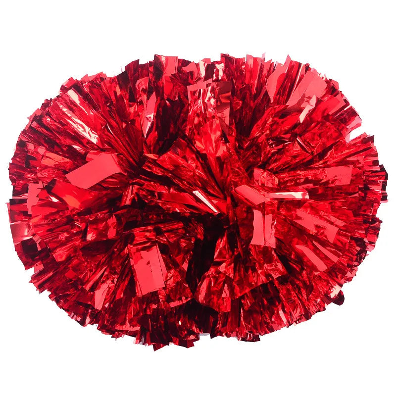 Colorful Handle Cheerleading Pom Poms – Big Silver, Red, Yellow & Blue Dance Balls for Kids & Women
