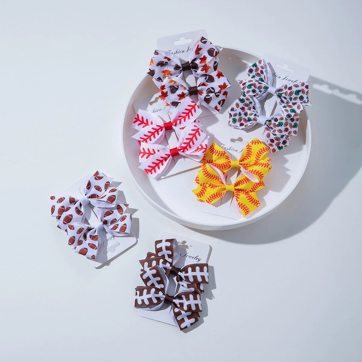 2Pcs Cheer Hair Bow Clips – Cute Ribbon Barrettes for Girls & Kids