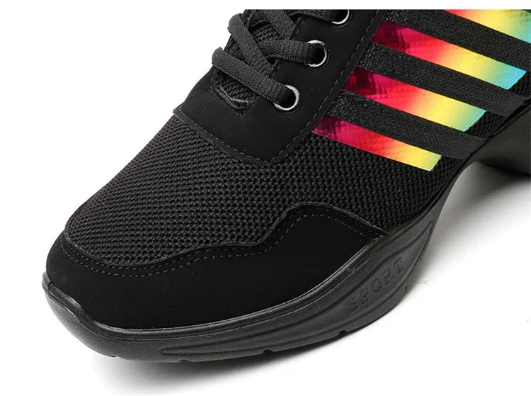 Summer Mesh Dance Shoes – Women’s Square Fitness & Running Sneakers