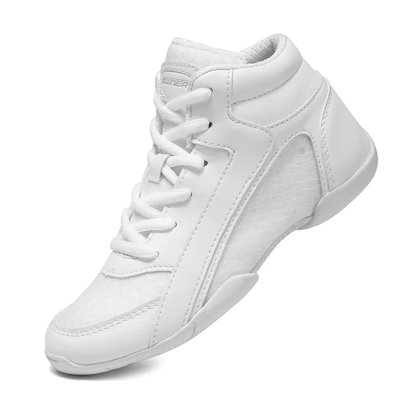 BAXINIER Girls White High-Top Cheer Shoes – Lightweight Youth Dance & Tennis Sneakers