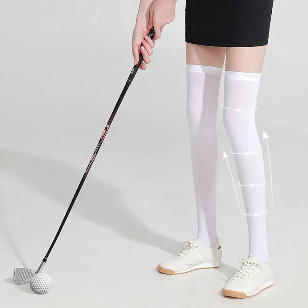 Women’s Golf Socks – Ice Silk UPF50 UV Protection, High Elastic Over-Knee Stockings