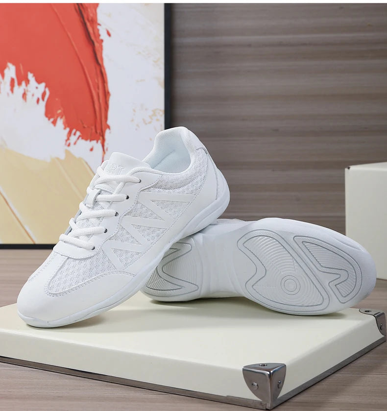 New Cheerleading & Dance Shoes – Kids & Women’s Competitive Aerobics White Jazz Sneakers