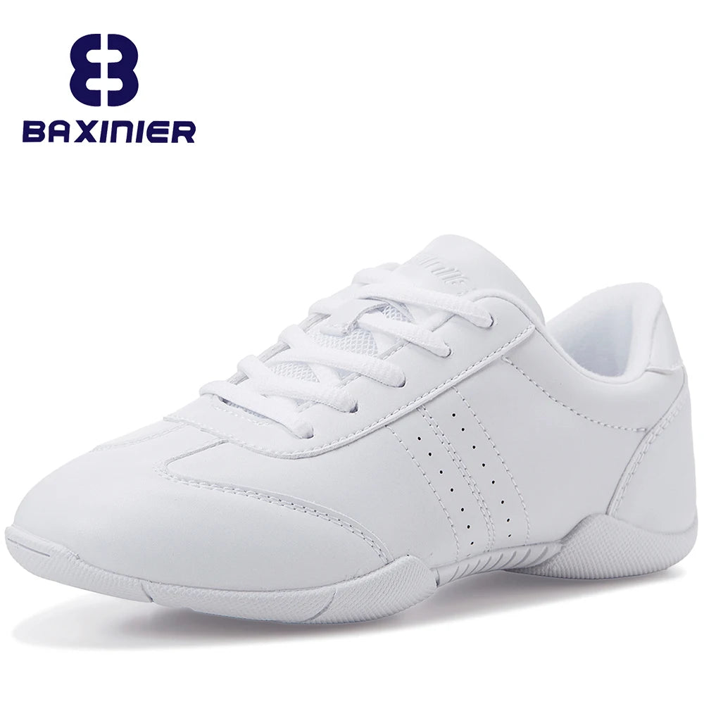 BAXINIER Youth Girls White Cheerleading Athletic Training Sneakers – Lightweight & Competition Ready