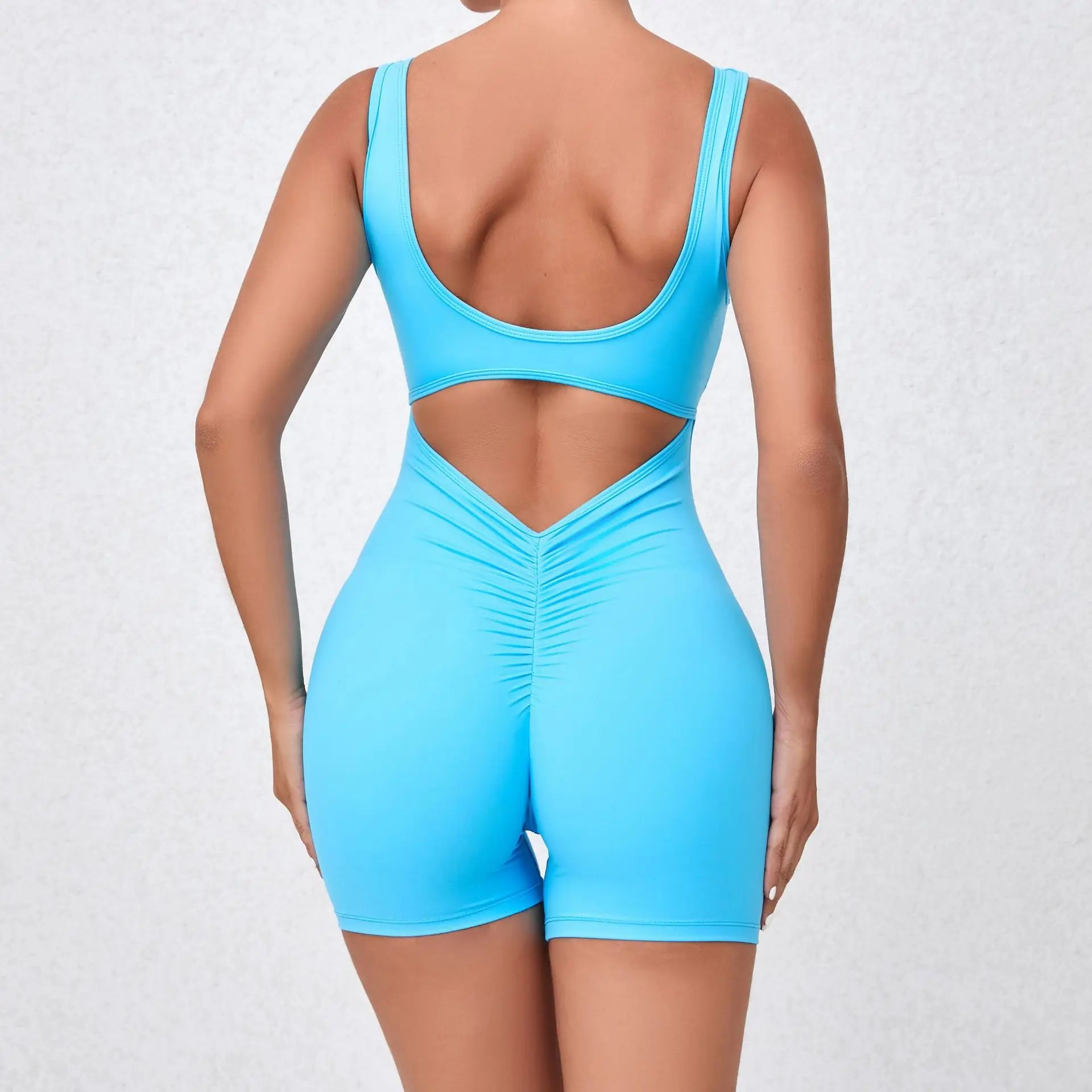 Women’s Backless Yoga Jumpsuit – One-Piece Bodycon Workout Romper